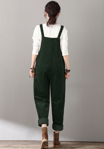 Women's Green corduroy overalls C4510