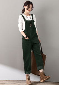 Women's Green corduroy overalls C4510