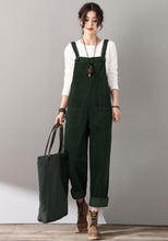 Load image into Gallery viewer, Women&#39;s Green corduroy overalls C4510
