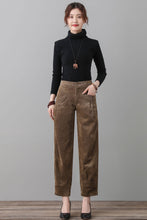 Load image into Gallery viewer, Women Khaki Corduroy Pants C2561，Size 30 #CK2202613
