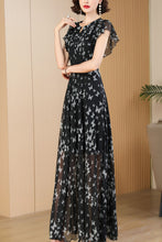 Load image into Gallery viewer, black floral dress women summer C4090
