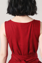 Load image into Gallery viewer, Red Sleeveless Midi Linen Dress C3262
