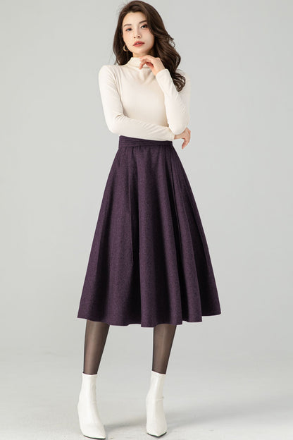 Midi Purple Wool Skirt C4520