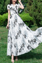 Load image into Gallery viewer, White Printed Women Large Swing Beach Long Dresses C3983
