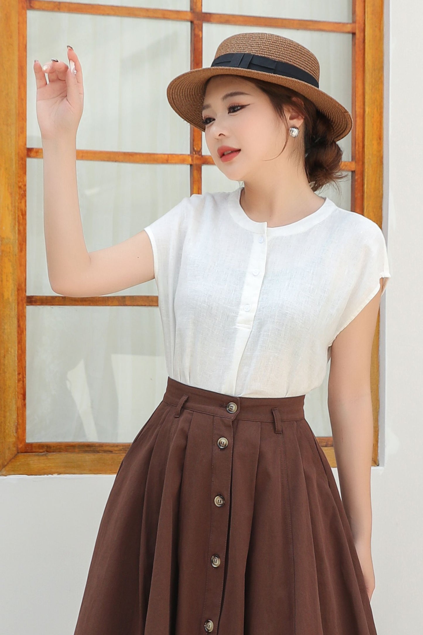 Summer Womens Casual linen Blouse C4843