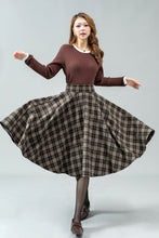 Load image into Gallery viewer, Plaid winter skater wool skirt women C4451
