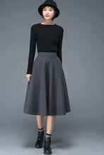 Load image into Gallery viewer, 50S A line midi wool skirt for women C1193
