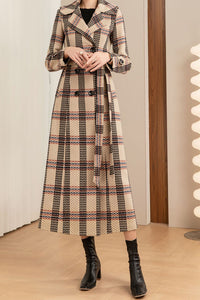 Plaid winter wool coat C4203