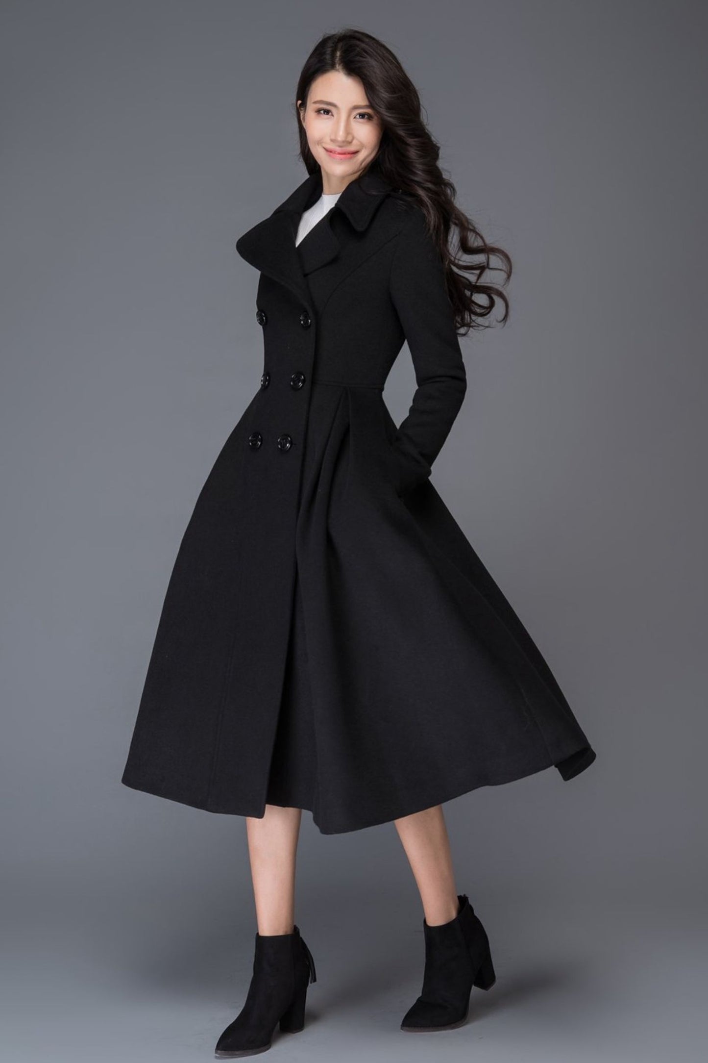 Double Breasted Maxi Wool Coat C1019
