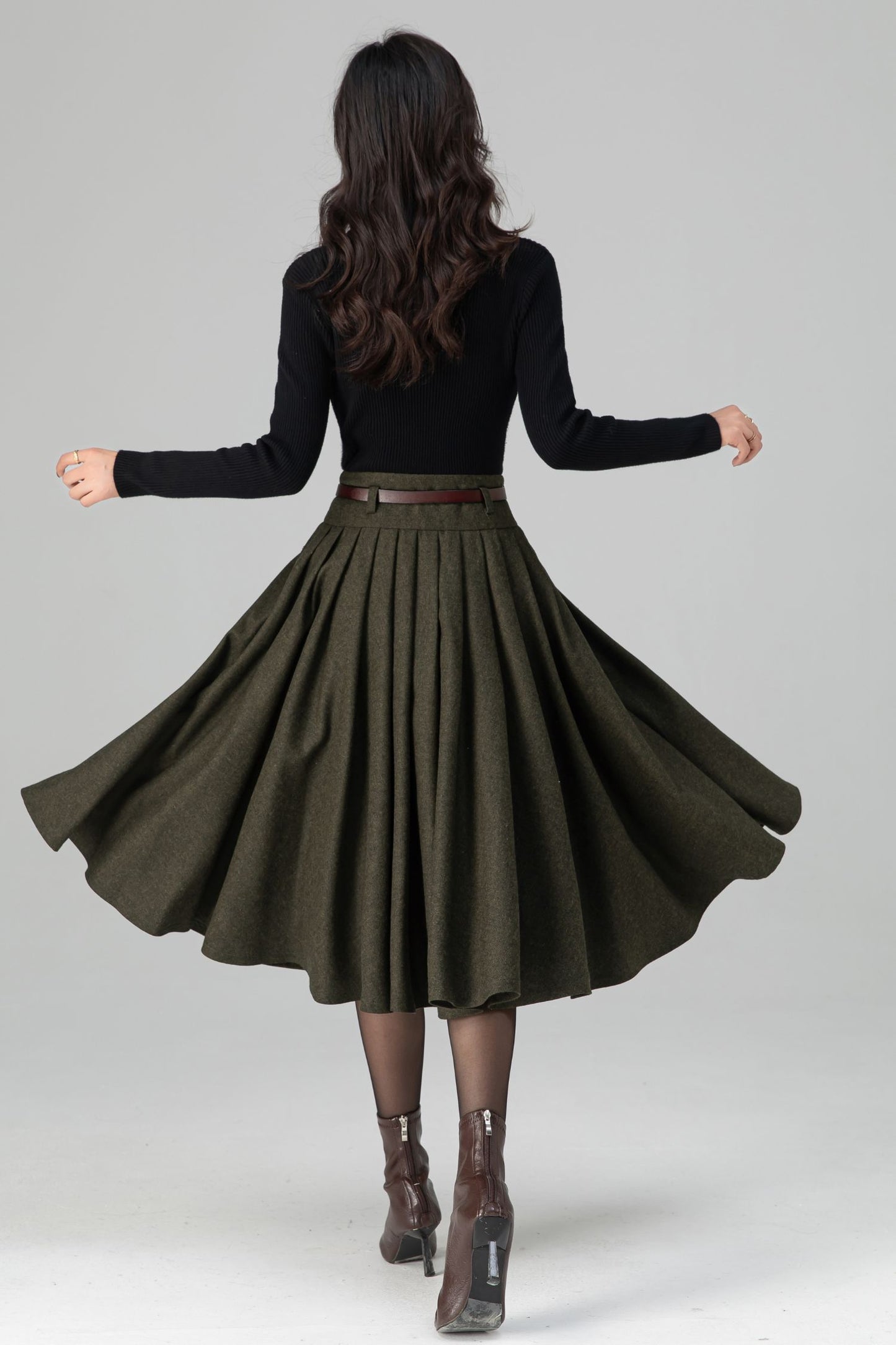 Vintage Inspired Circle Skater Wool Skirt C5199