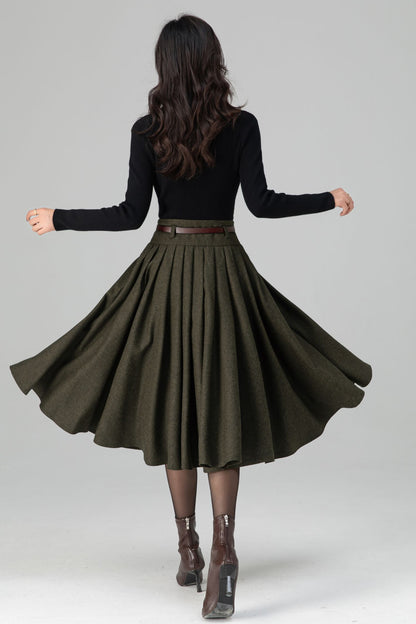 Vintage Inspired Circle Skater Wool Skirt C5199