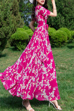 Load image into Gallery viewer, floral large swing chiffon dress C3982
