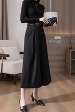 Load image into Gallery viewer, Black summer wide leg pants women C3506
