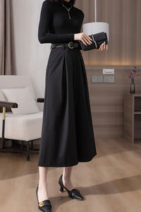 Black summer wide leg pants women C3506