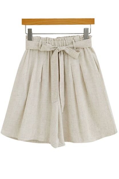 Womens Linen High Elastic Waist Summer Casual Shorts with Pocket C3161