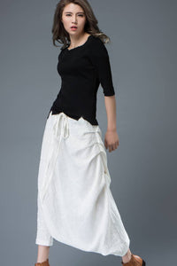 harem White linen hippie pants C822