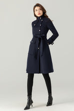 Load image into Gallery viewer, Womens Navy Blue Wool Coat C3699
