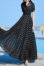 Load image into Gallery viewer, Black chiffon summer dress C4096
