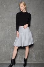 Load image into Gallery viewer, Pleated gray winter womens swing skirt C4379
