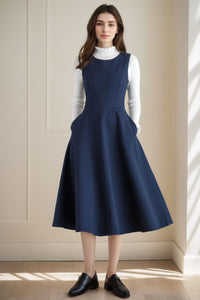 Winter Wool Pinafore Sleeveless Dress C4269