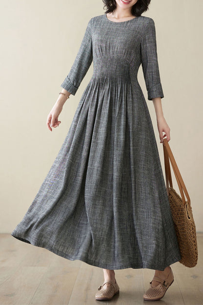 Women's Casual Grey Linen dress C3948