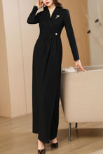 Load image into Gallery viewer, Black women&#39;s spring and autumn v neck long dress C4191
