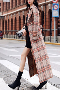 Women's Autumn and winter plaid wool coat C4255