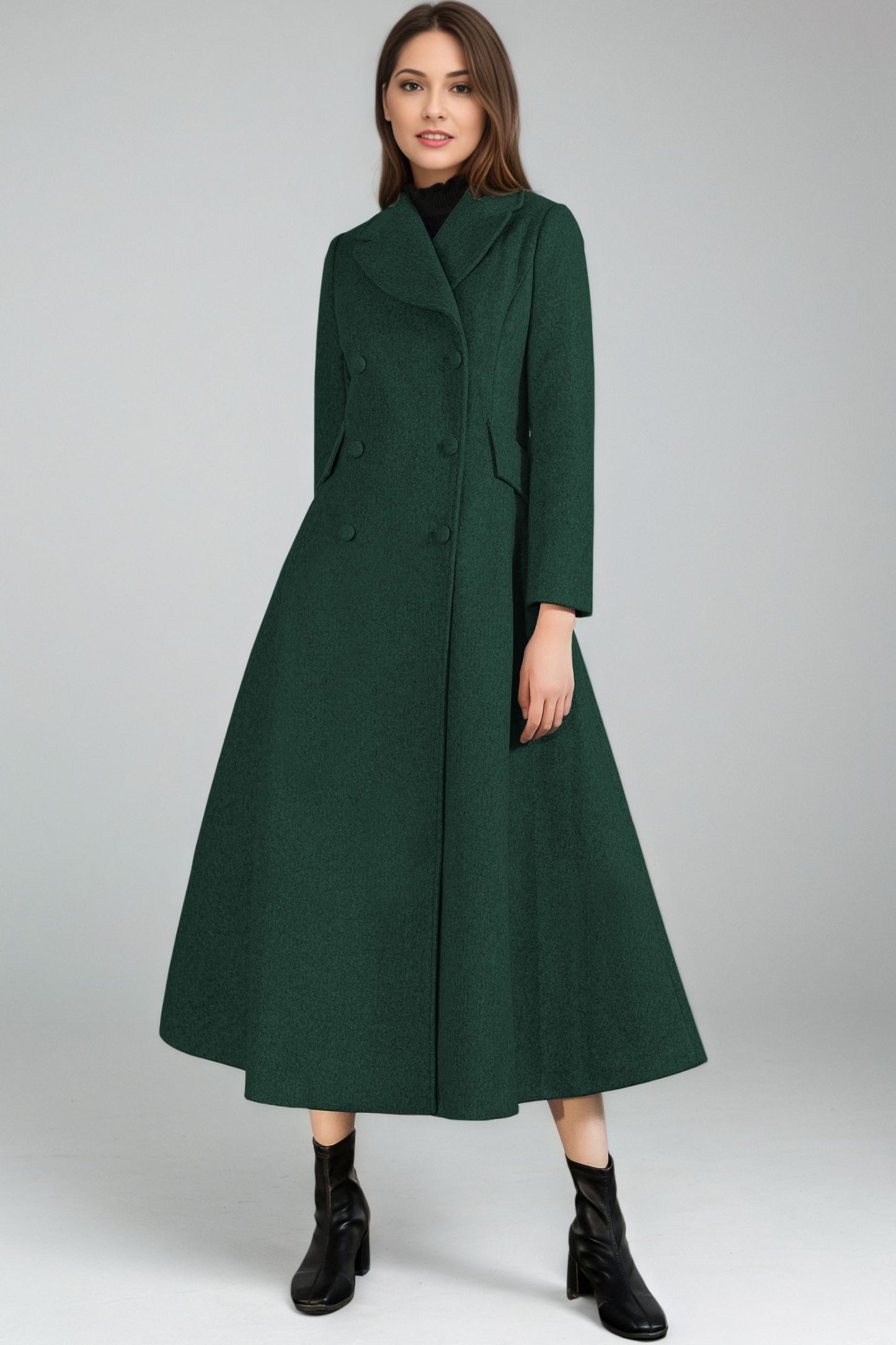 Women Vintage Inspired Long Wool Princess Coat C5132