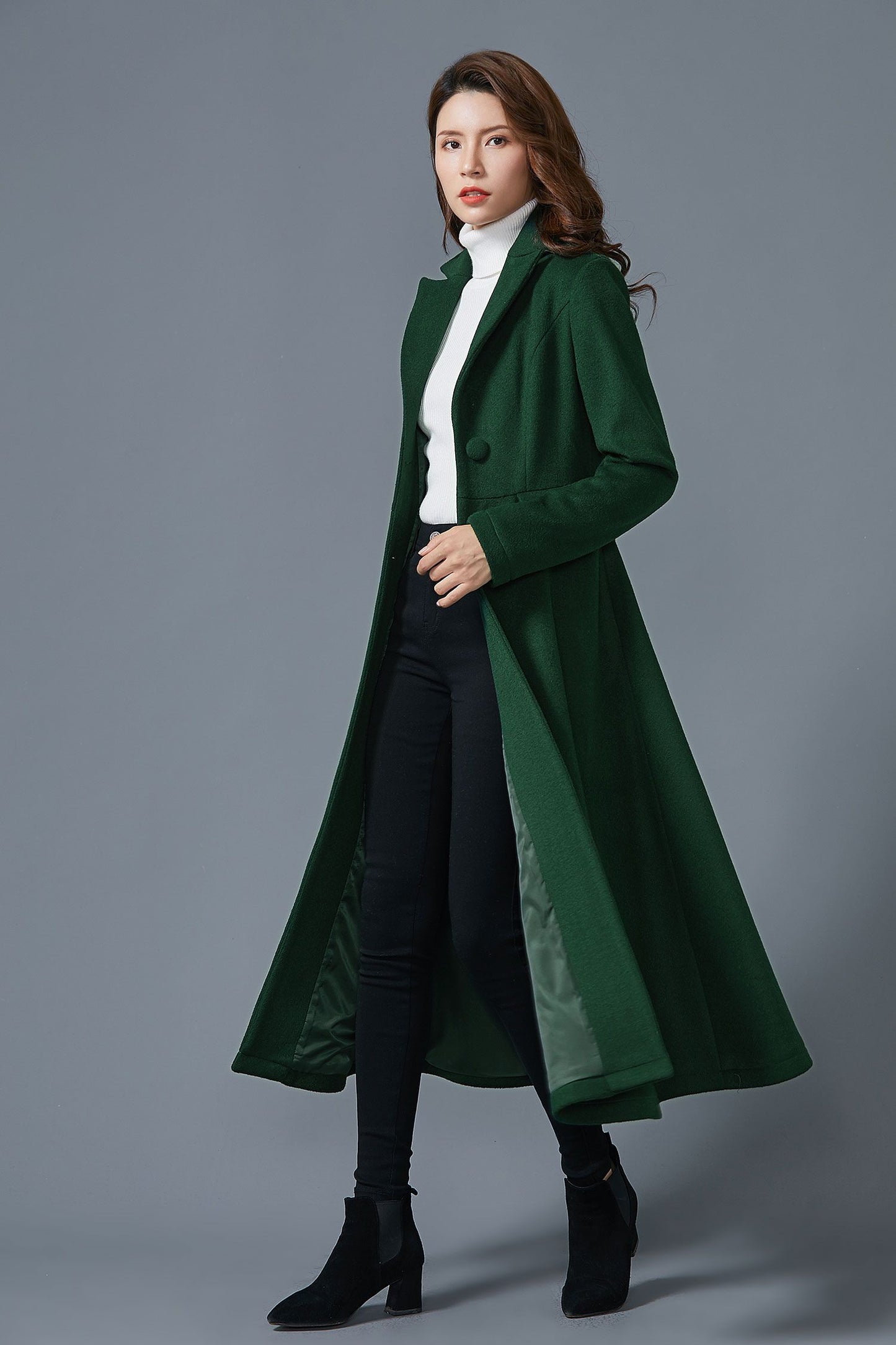 Handmade winter wool maxi coat C4414