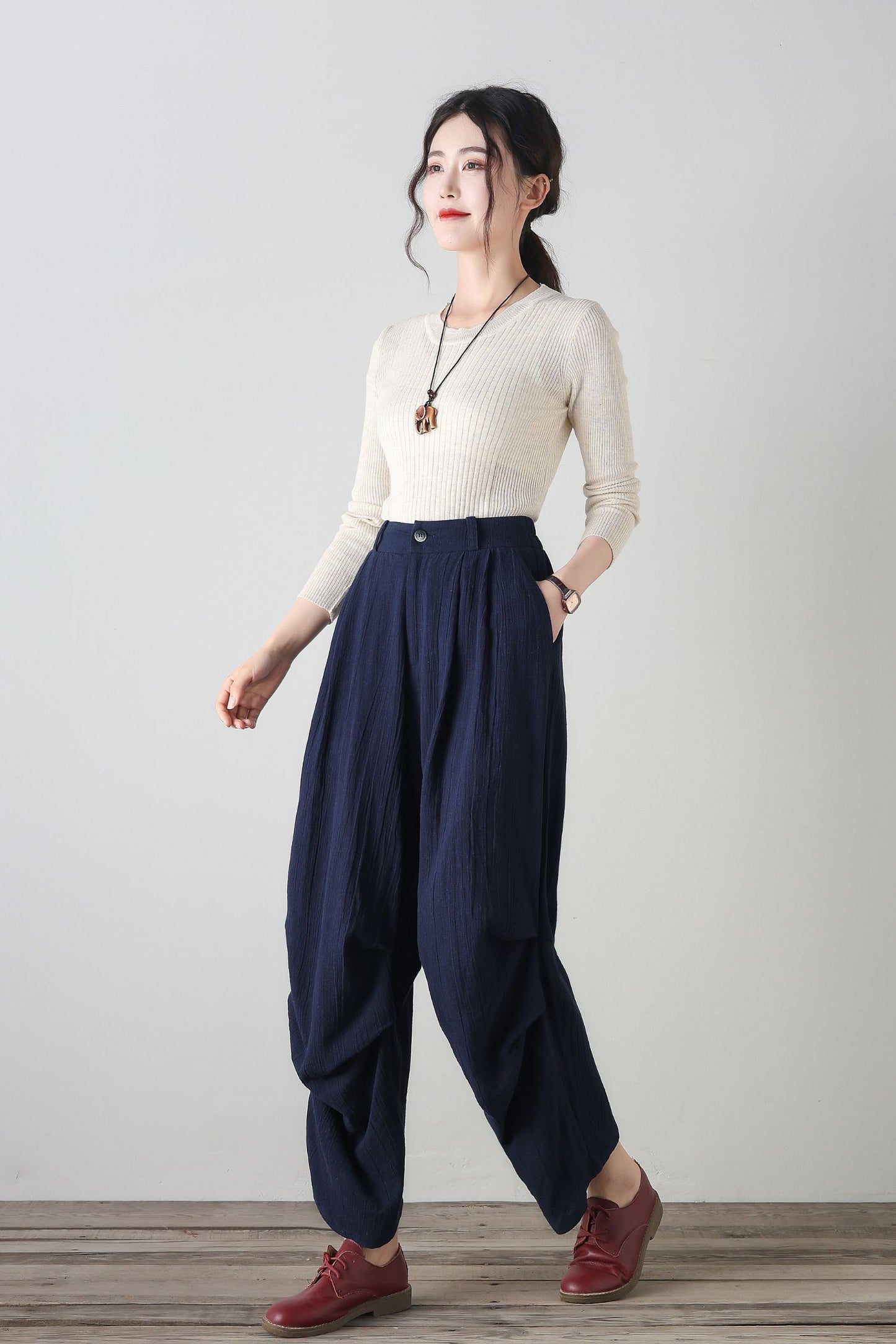 Womens wide leg Linen pants c4348