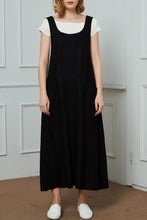 Load image into Gallery viewer, oversized black linen dress C1468
