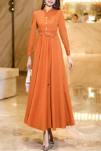 Load image into Gallery viewer, Orange spring and autumn waisted long dress C4176
