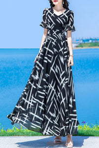 Chiffon black women dress C3995