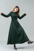 Load image into Gallery viewer, Green maxi winter wool dress women C4443
