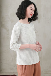 Simple Casual Linen Summer tops C2737