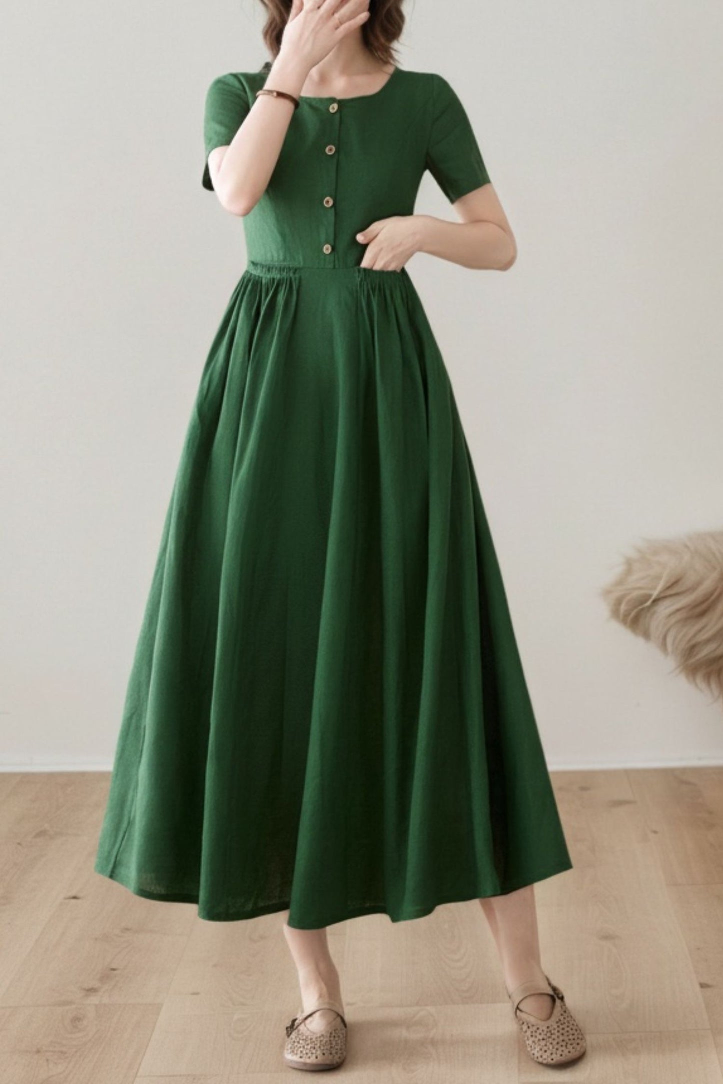 Women's Summer Swing Linen Dress C5413