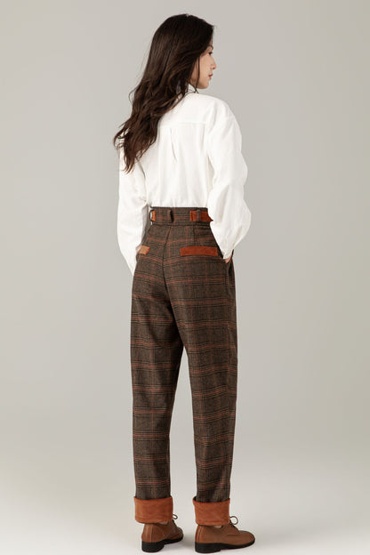 High waist womens wide leg wool pants C5249
