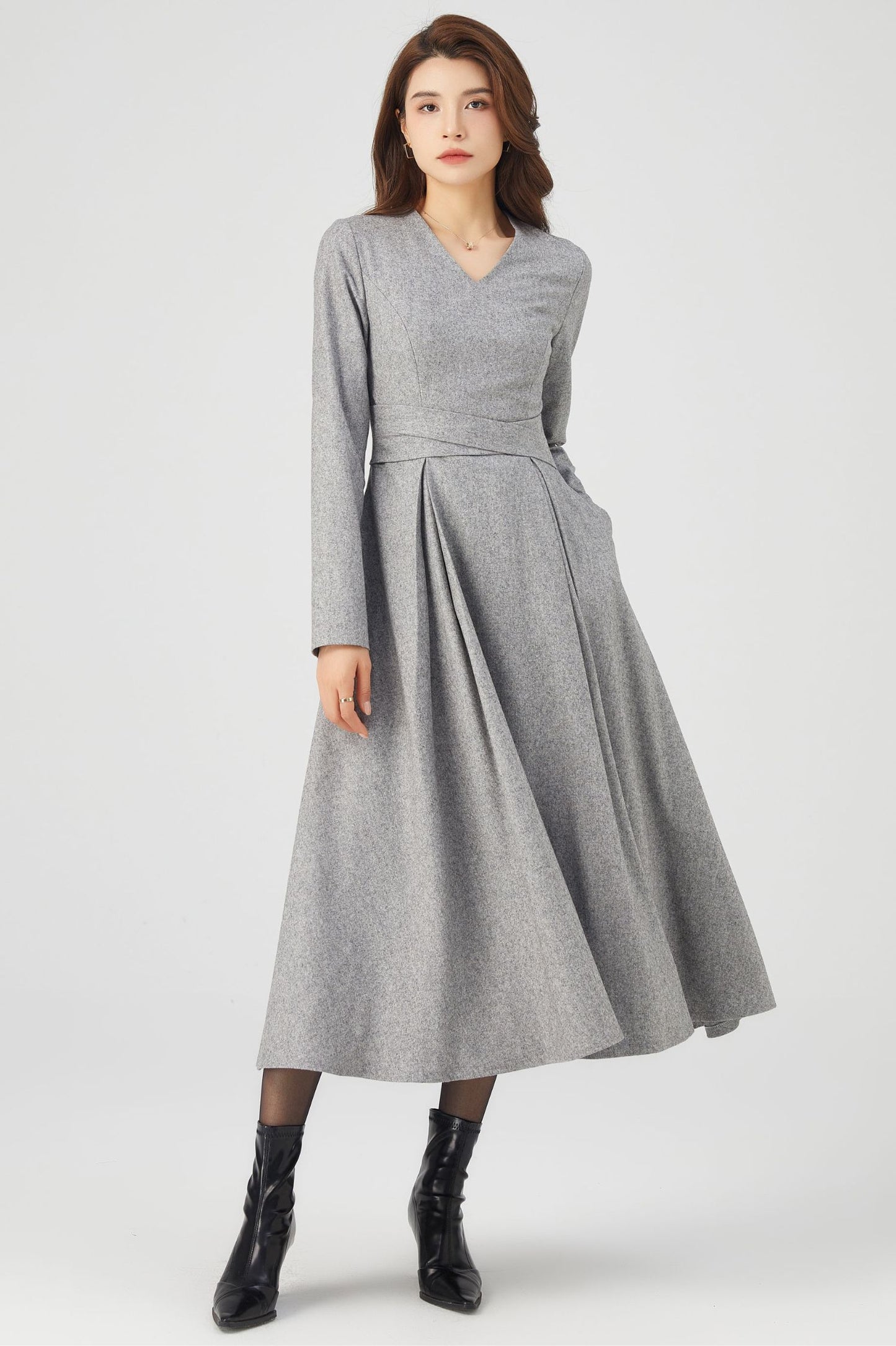 Winter Grey Wool Dress C3679