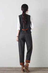 Striple winter wool casual pants women C4340