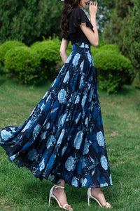 Long women summer chiffon printing dress C3986