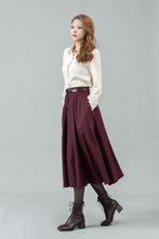 Load image into Gallery viewer, Womens burgundy winter wool skirt C4448
