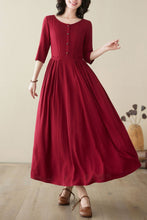 Load image into Gallery viewer, Women&#39;s Summer Swing Linen Dress C3951
