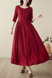 Women's Summer Swing Linen Dress C3951