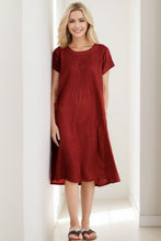 Load image into Gallery viewer, Red linen dress midi dress C283
