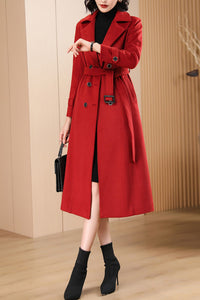 Women's Autumn and winter red plaid coat C4215