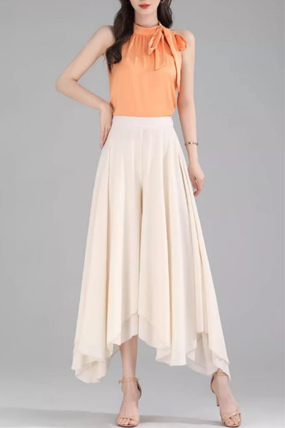 Irregular loose fit summer chiffon pants C4912