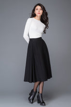 Load image into Gallery viewer, A line black winter womens wool skirt C1008
