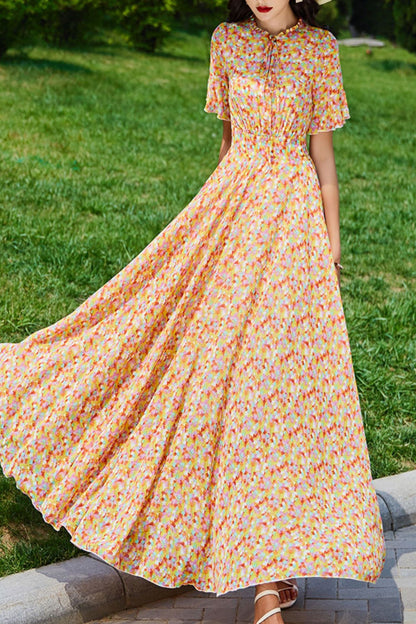 Summer chiffon floral dress women C4113