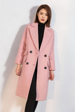 Load image into Gallery viewer, Double breasted pink winter wool coat C1746
