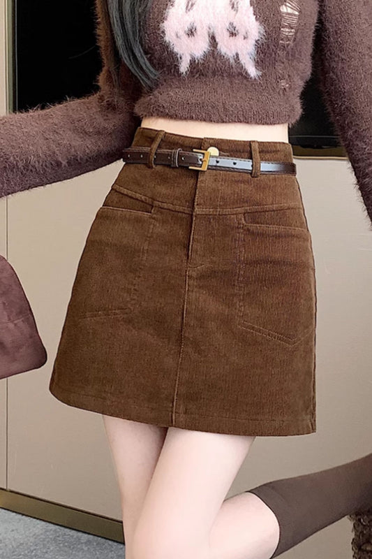 Vintage inspired short a line corduroy skirt C4637